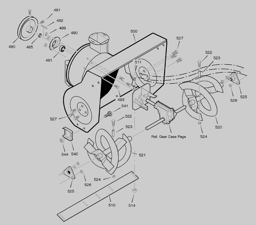 Auger Housing Diagram and Parts List for 622505X0B 2004 Briggs and Stratton Snow Blower